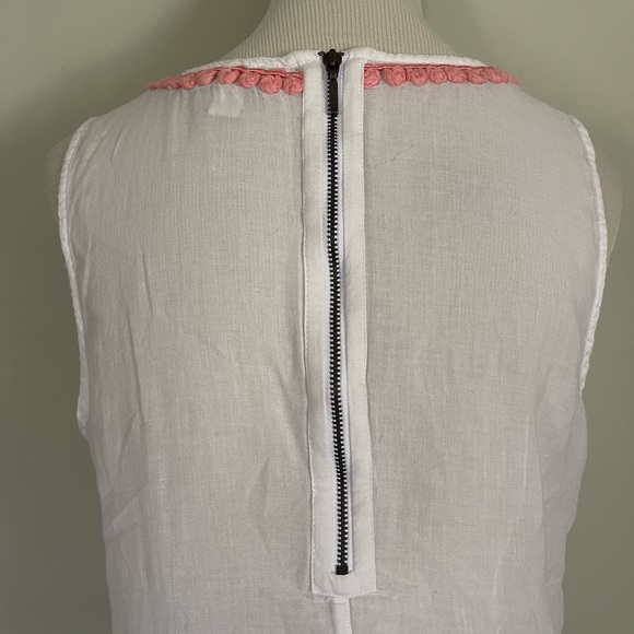🆕 [Banana Republic] White and Peach Cotton Embroidered Zip Top Sz: 2 - Picture 7 of 12